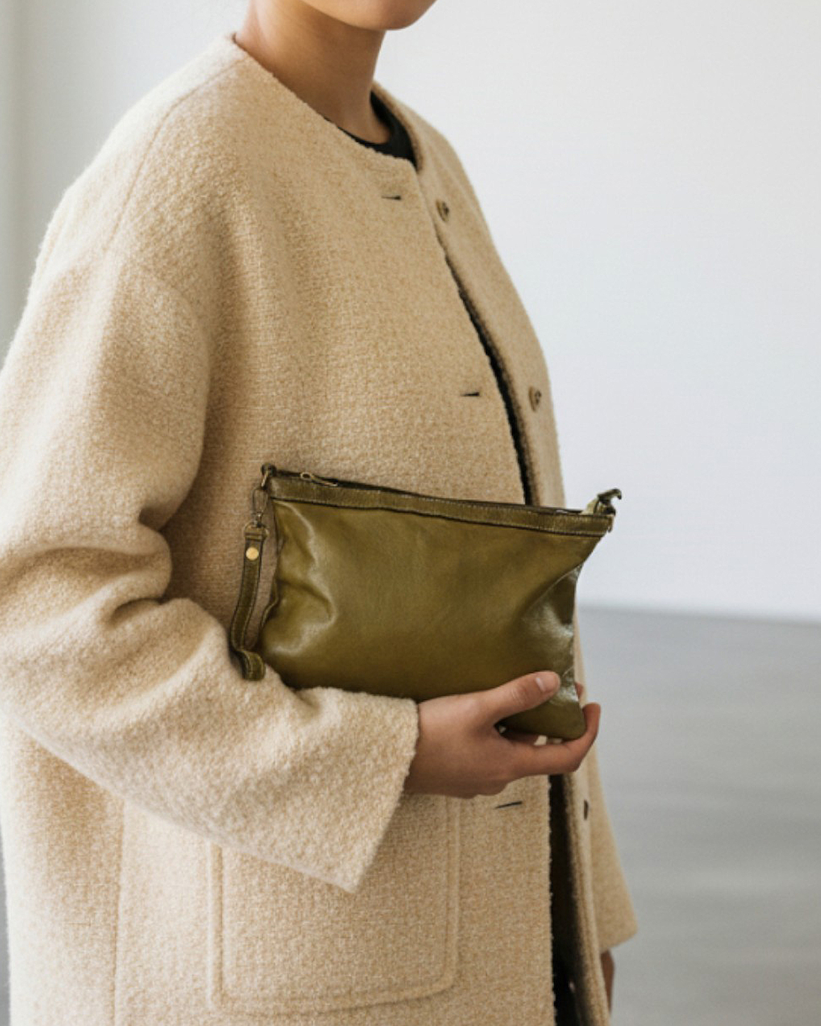 PURO 真皮旅行手拿包 深綠