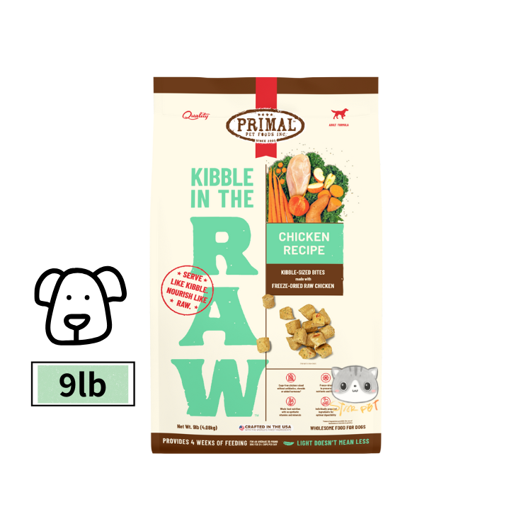 Primal Kibble In The Raw 成犬 雞肉配方 凍乾生肉狗糧 9lbs