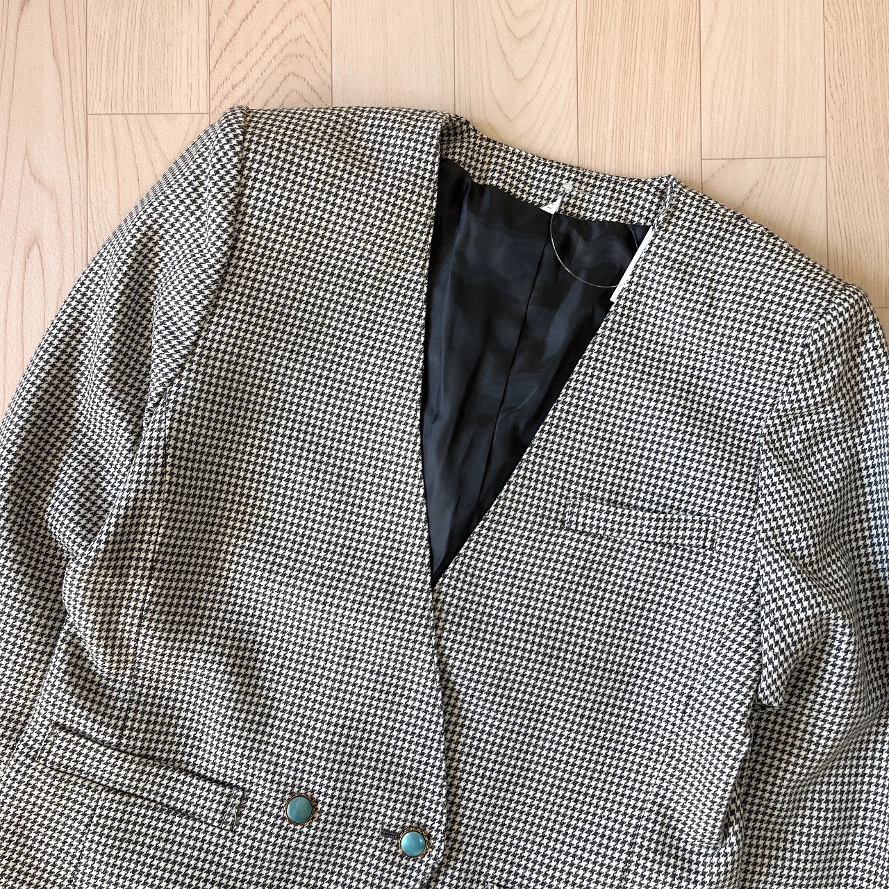 日本製灰色千鳥格羊毛西裝褸