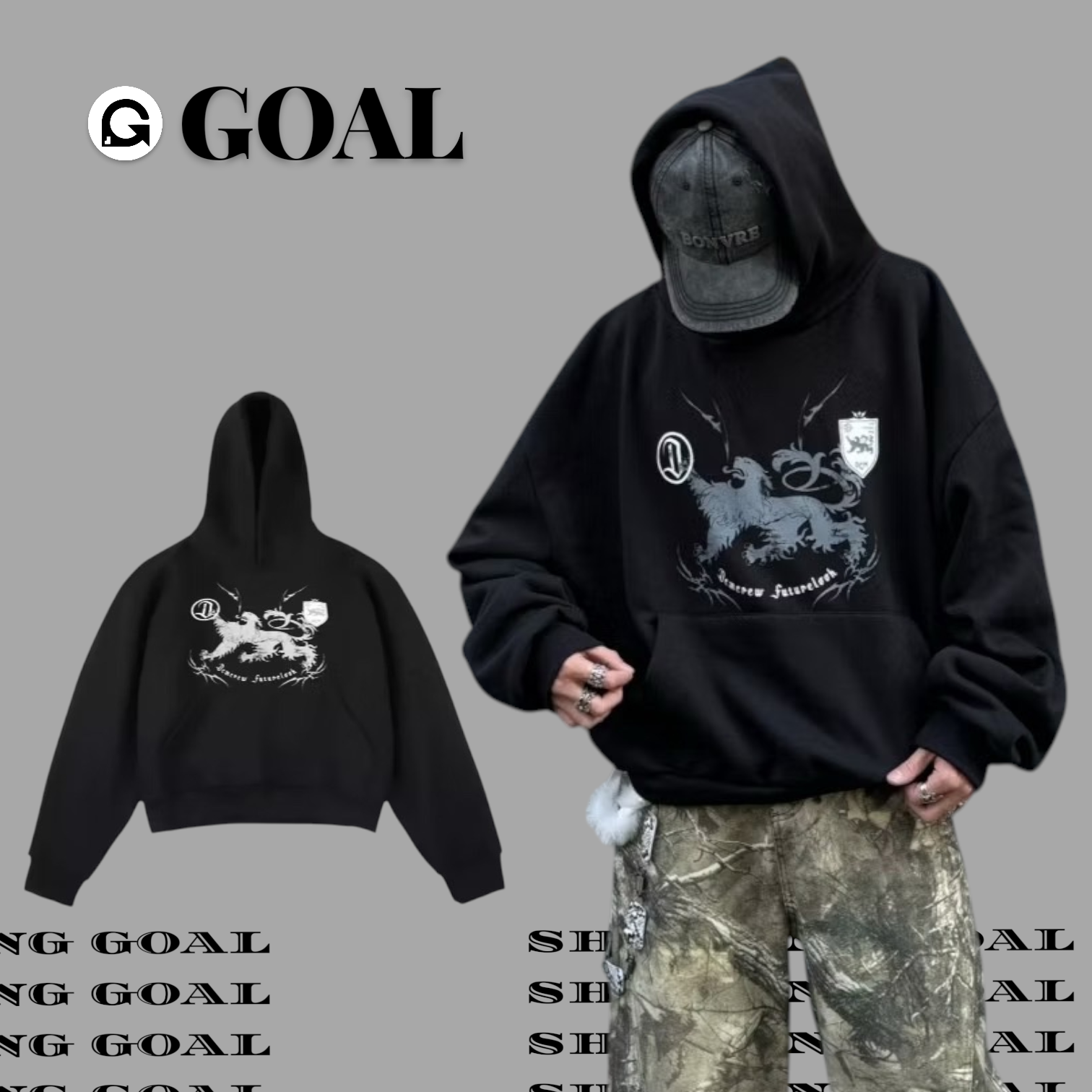 (GOAL) DCM  LOGO HOODIE 神獸 重磅 帽T