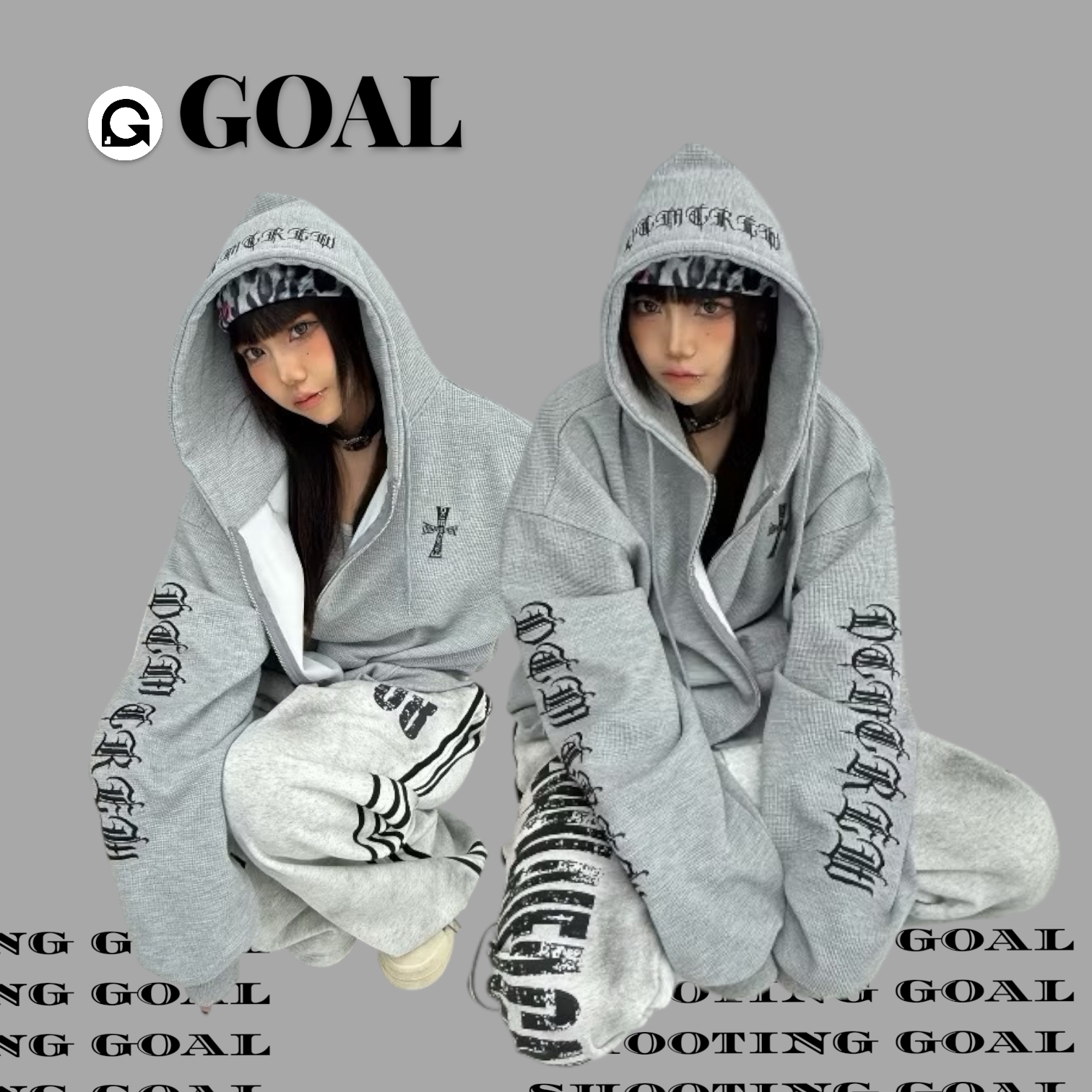 (GOAL) DCM 哥德 十字架 刺繡連帽外套