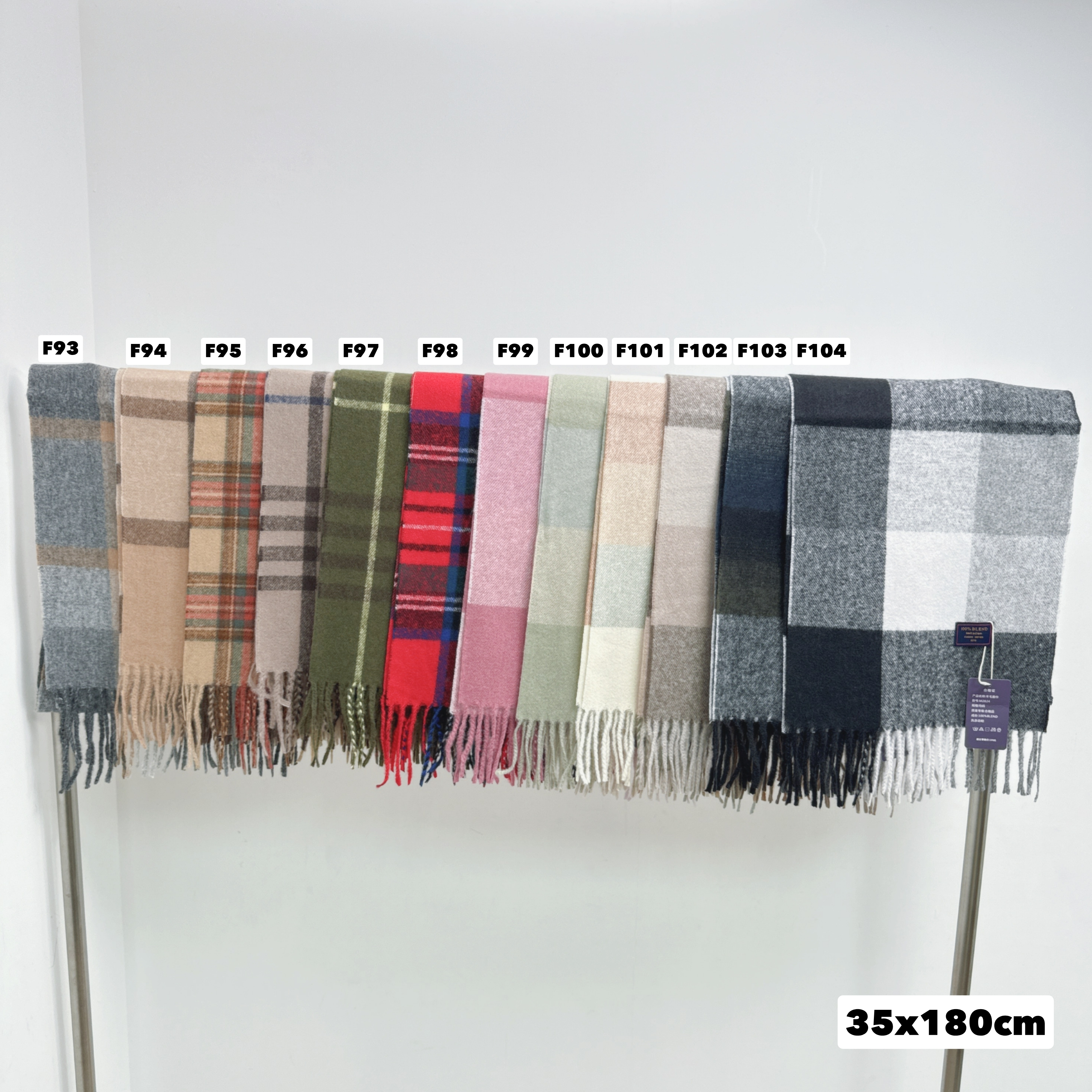 12色格紋細版SOSO邊頸巾35 x 180cm (F93-F104)