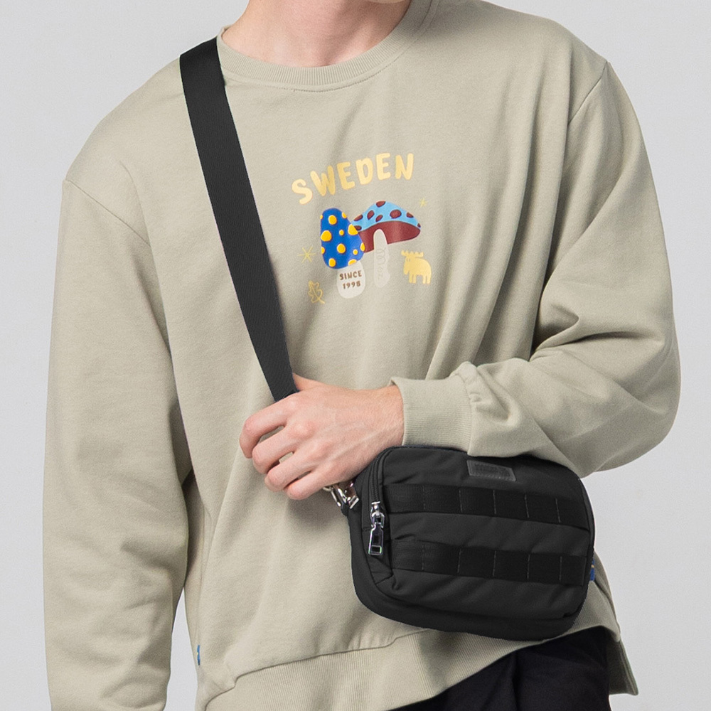 瑞典雲朵包系列｜防潑水 城市探險 斜背包(黑)S