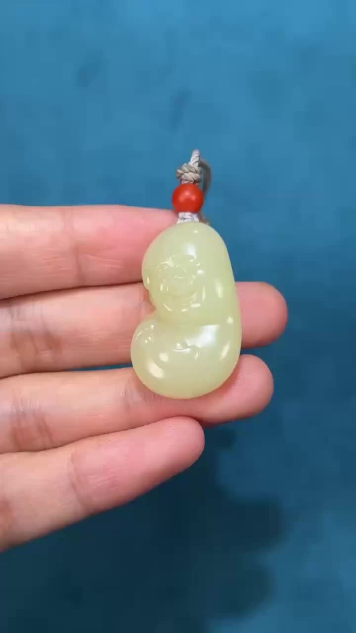 和田玉黃口喜迎福運,天然和田玉軟玉