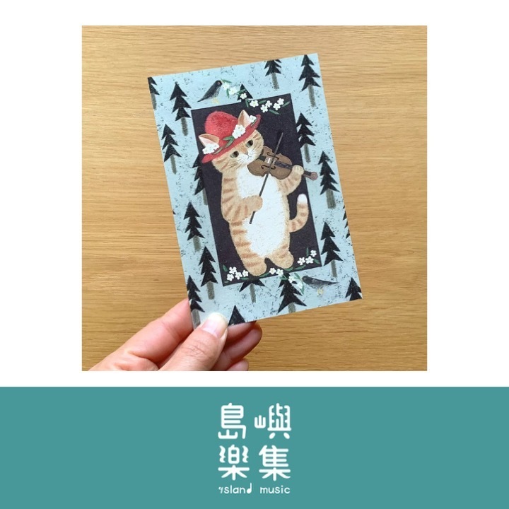4legs 繪本中的貓(7小提琴貓）明信片