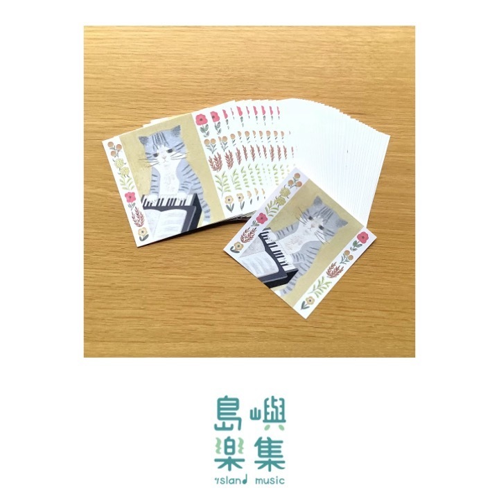 4legs水彩貓咪便條紙〈5 灰白鋼琴貓〉