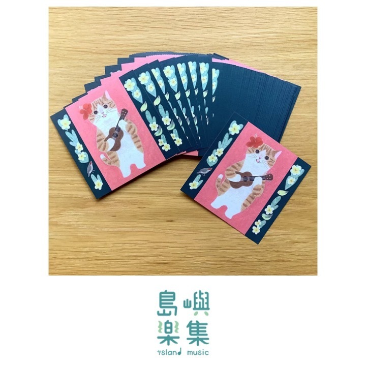 4legs水彩貓咪便條紙〈6 茶白貓 夏威夷〉