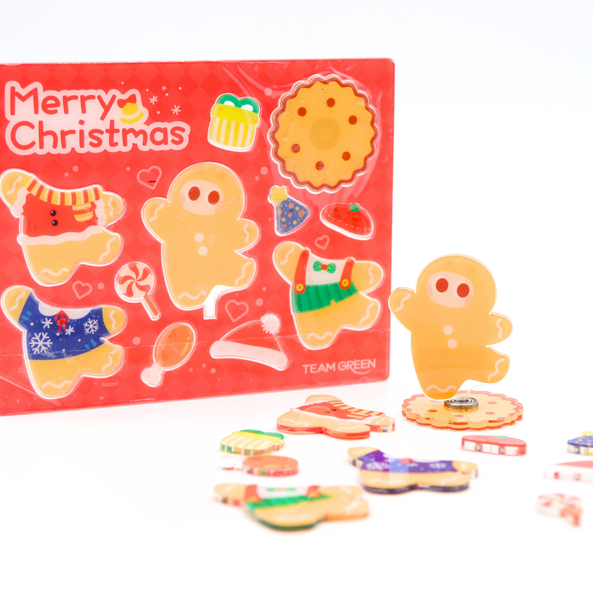 Christmas Magnetic Spinning Acrylic Standee - Dress-Up Gingerbread man