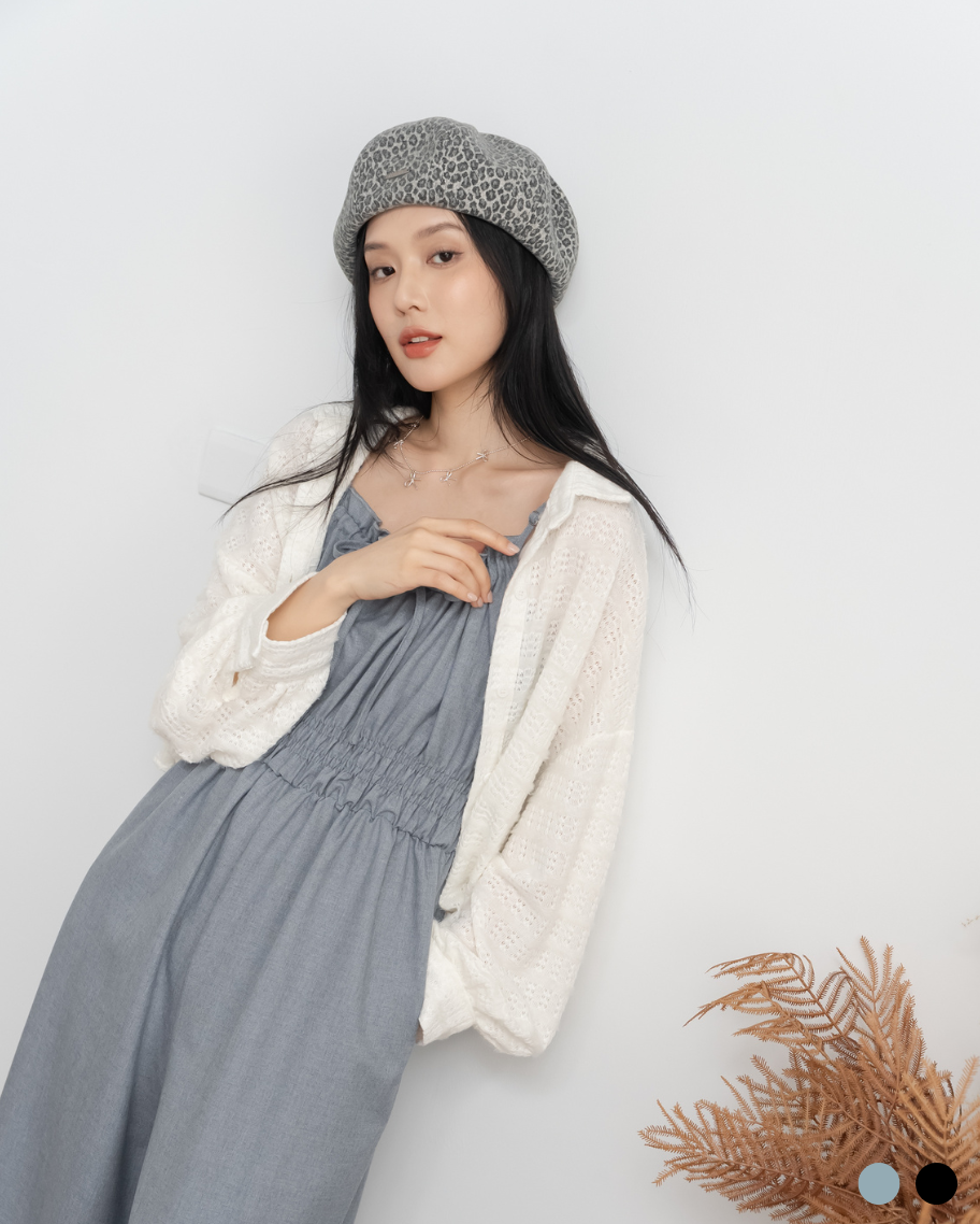 簡約休閒抽繩吊帶連身褲