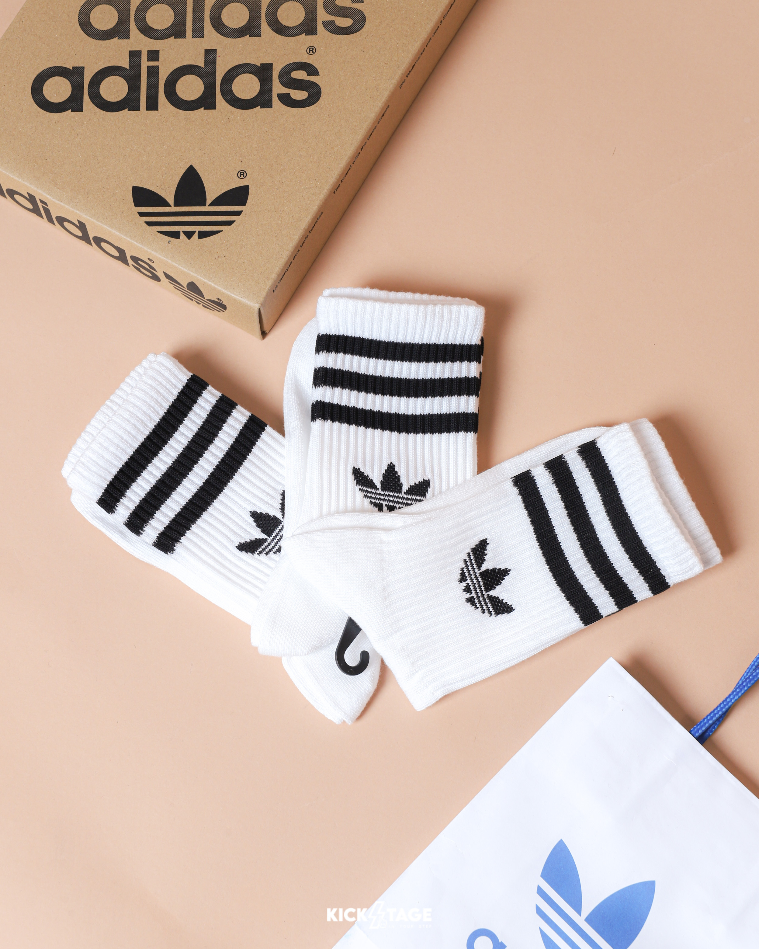 ADIDAS 3S CREW S 3P SOCKS 白色 三葉草 基本款 中筒襪 長襪 3雙入【JV7401】
