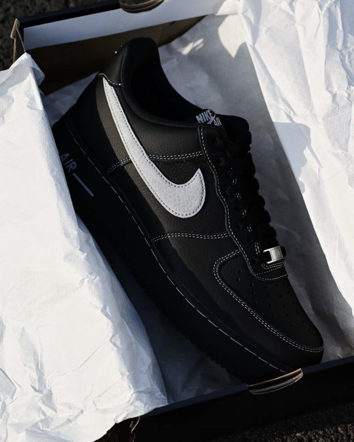 <帥爛>Nike Air Force 1 刺繡 外縫線 賽博朋克 黑魂