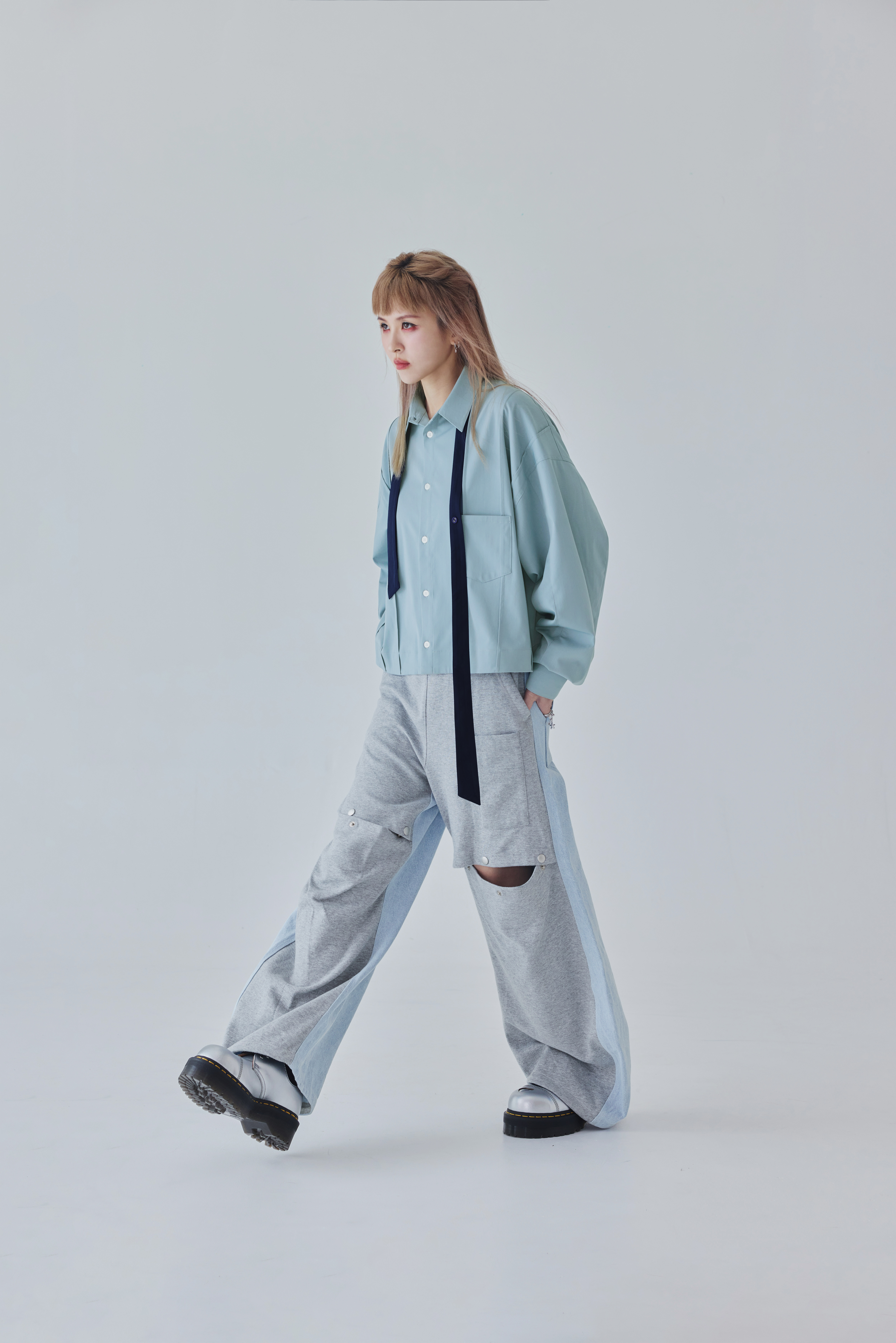 Linear Rhythm Shirt｜Pale Steel Blue