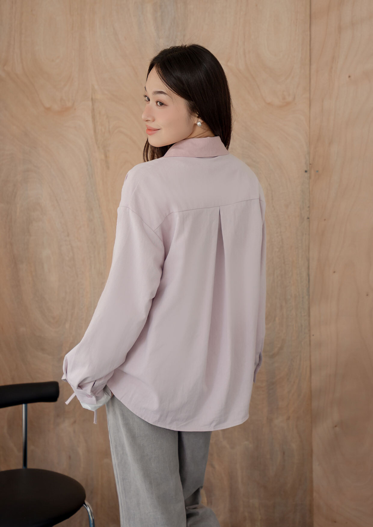 造型抽繩撞色襯衫外套