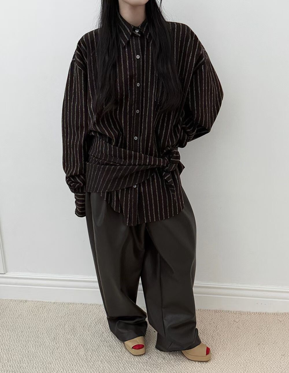 披巾直紋羊毛寬襯