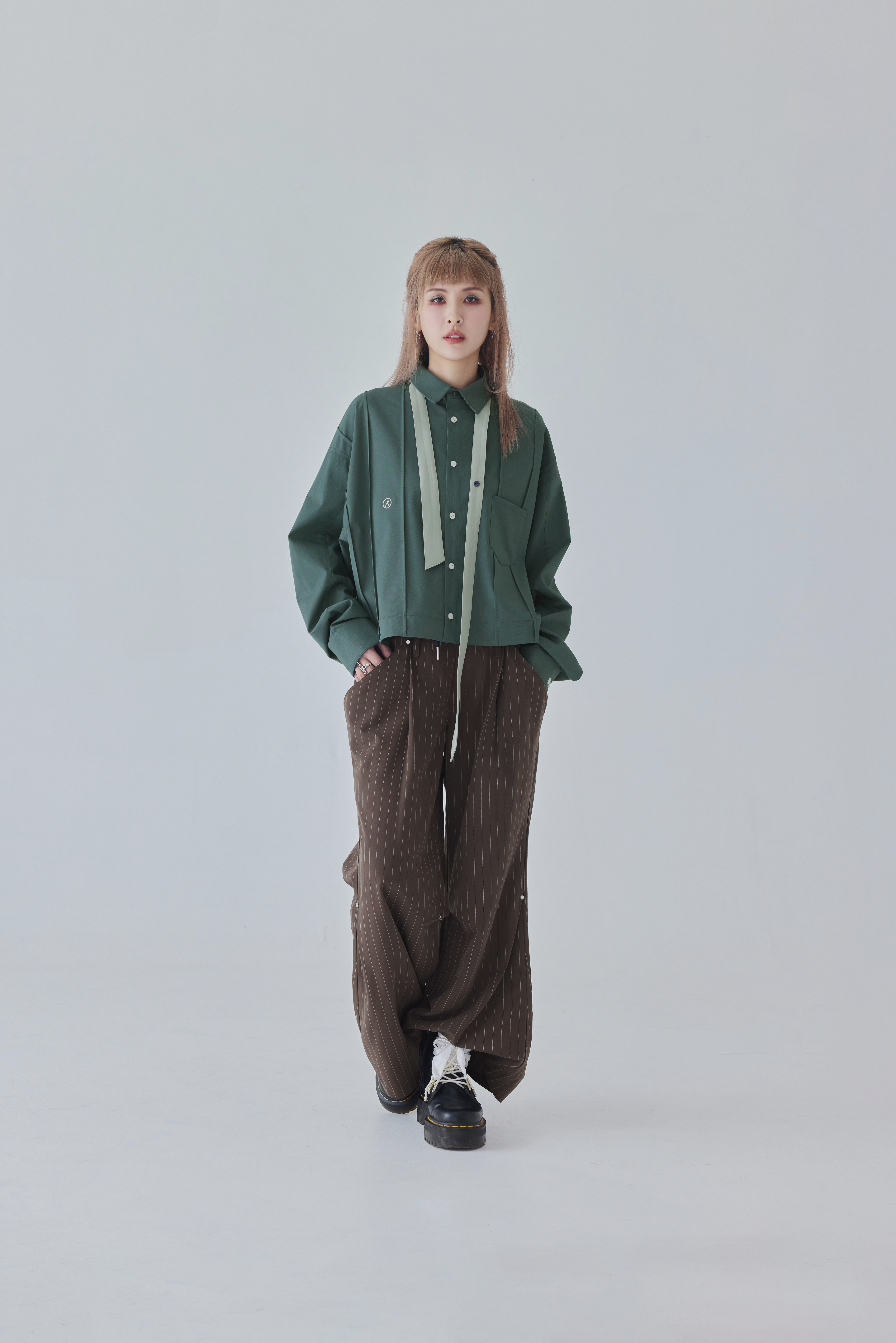 Linear Rhythm Shirt｜Forest Teal