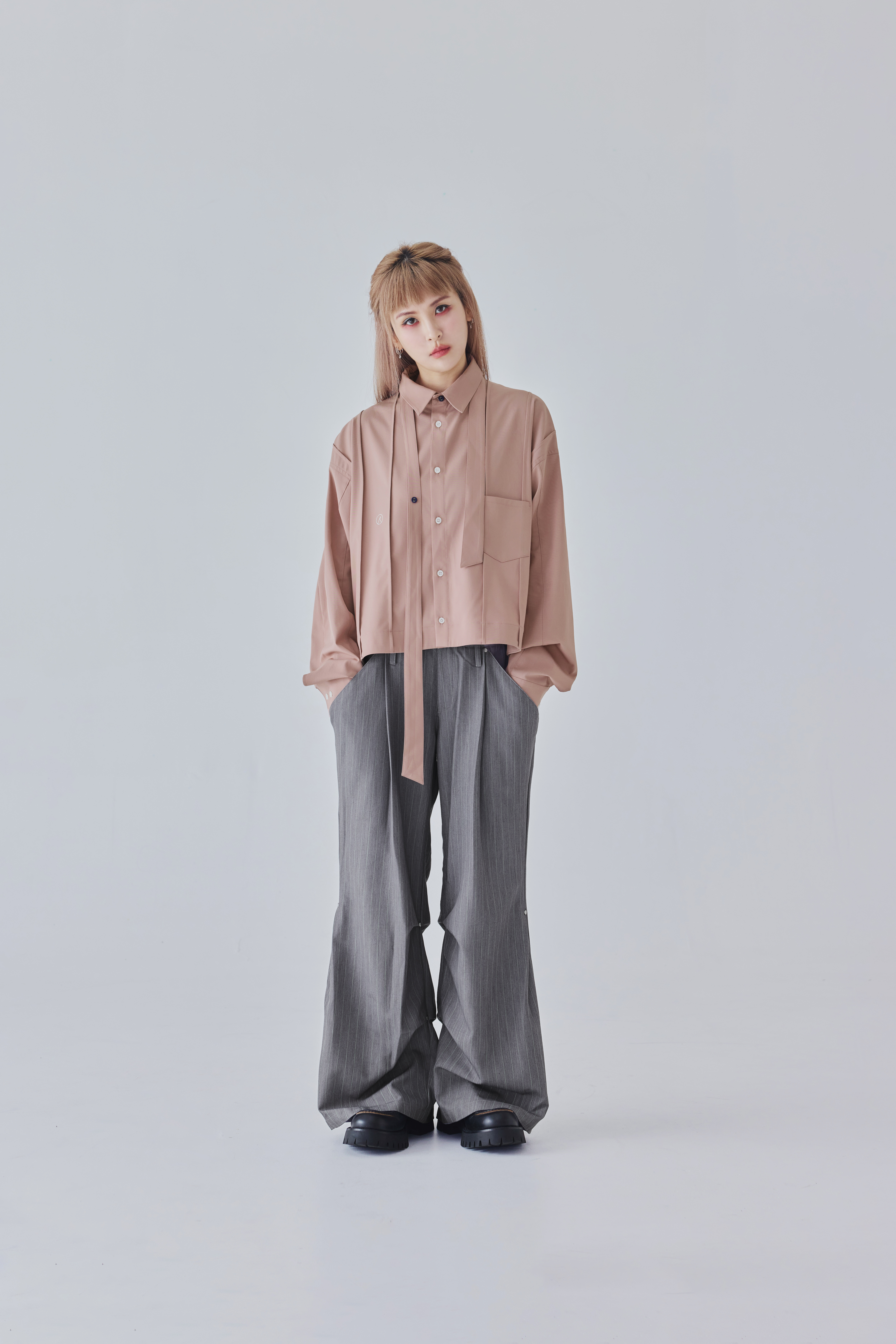 Linear Rhythm Shirt｜Rose Taupe