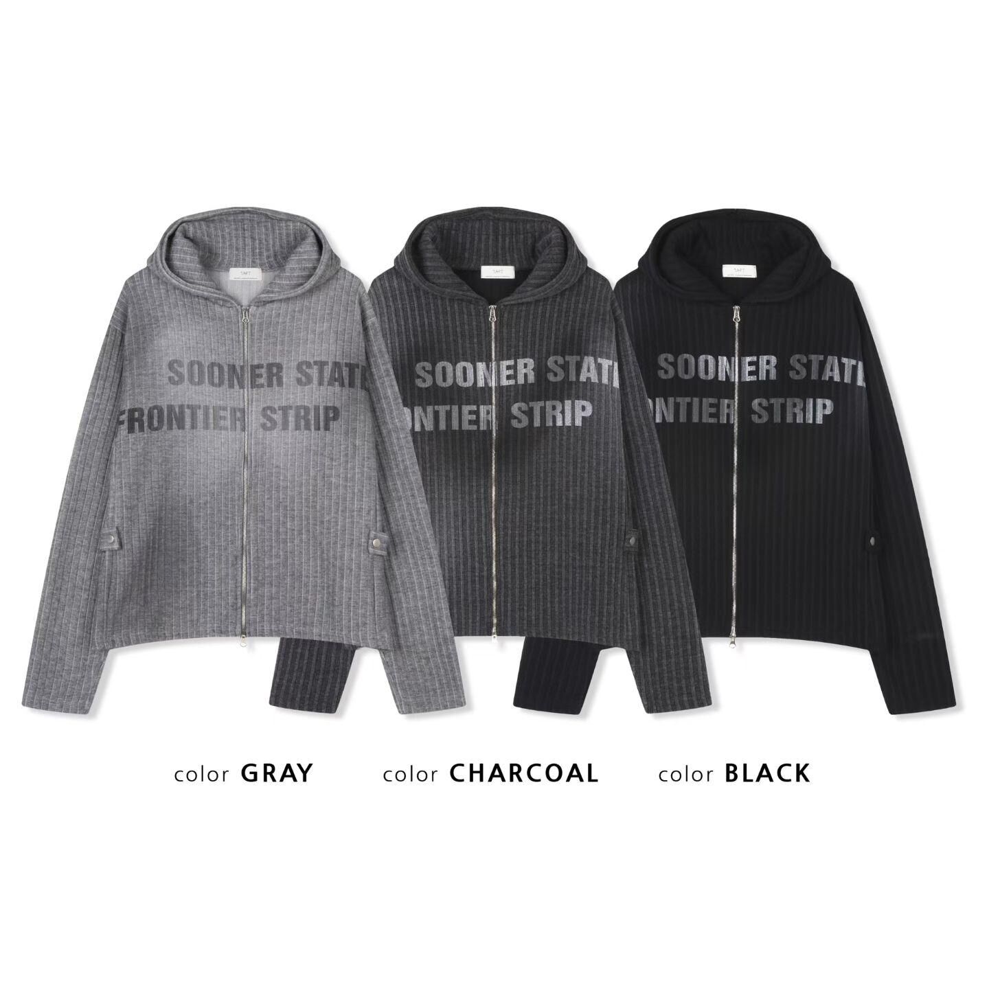 仿污英文字連帽拉鍊針織外套 JK2696