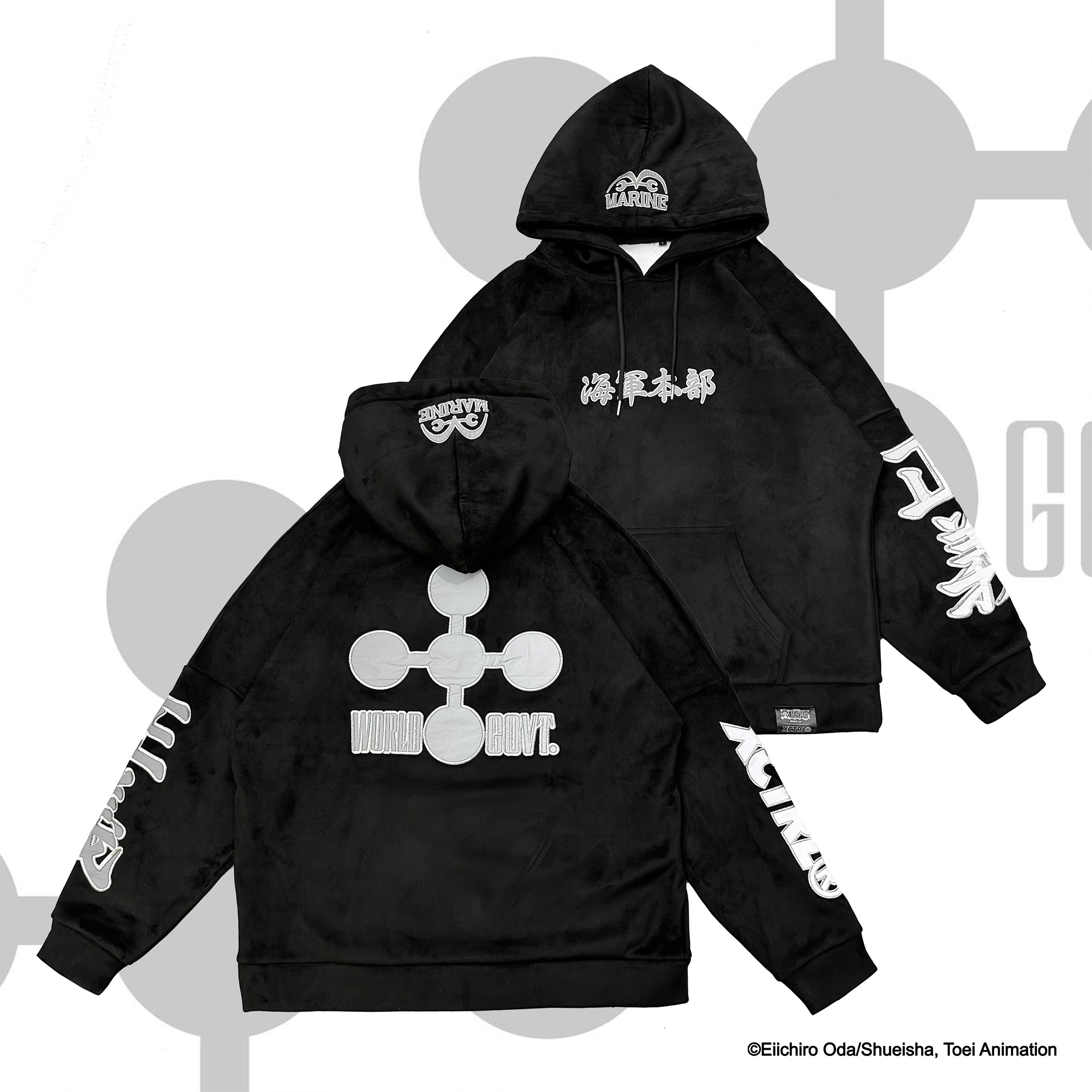 XCTRL® x 航海王 海軍寬版麂皮帽T-黑