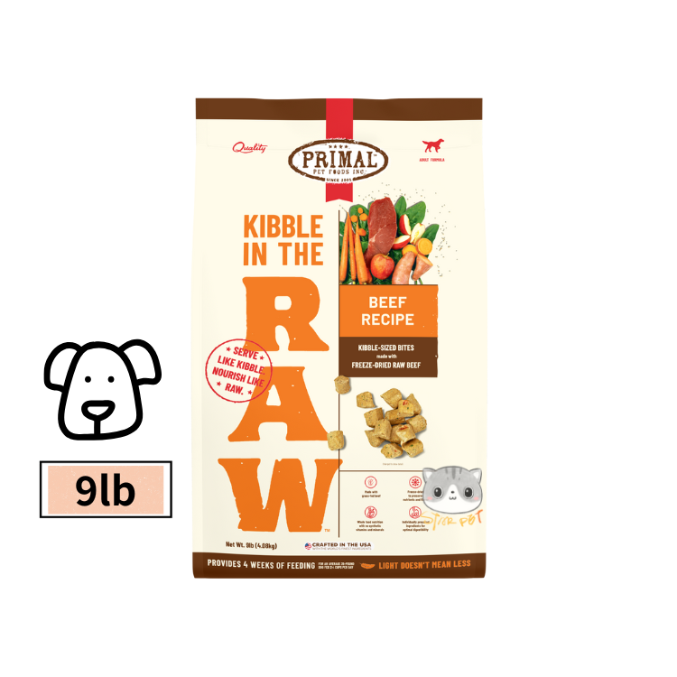 Primal Kibble In The Raw 成犬 牛肉配方 凍乾生肉狗糧 9lbs