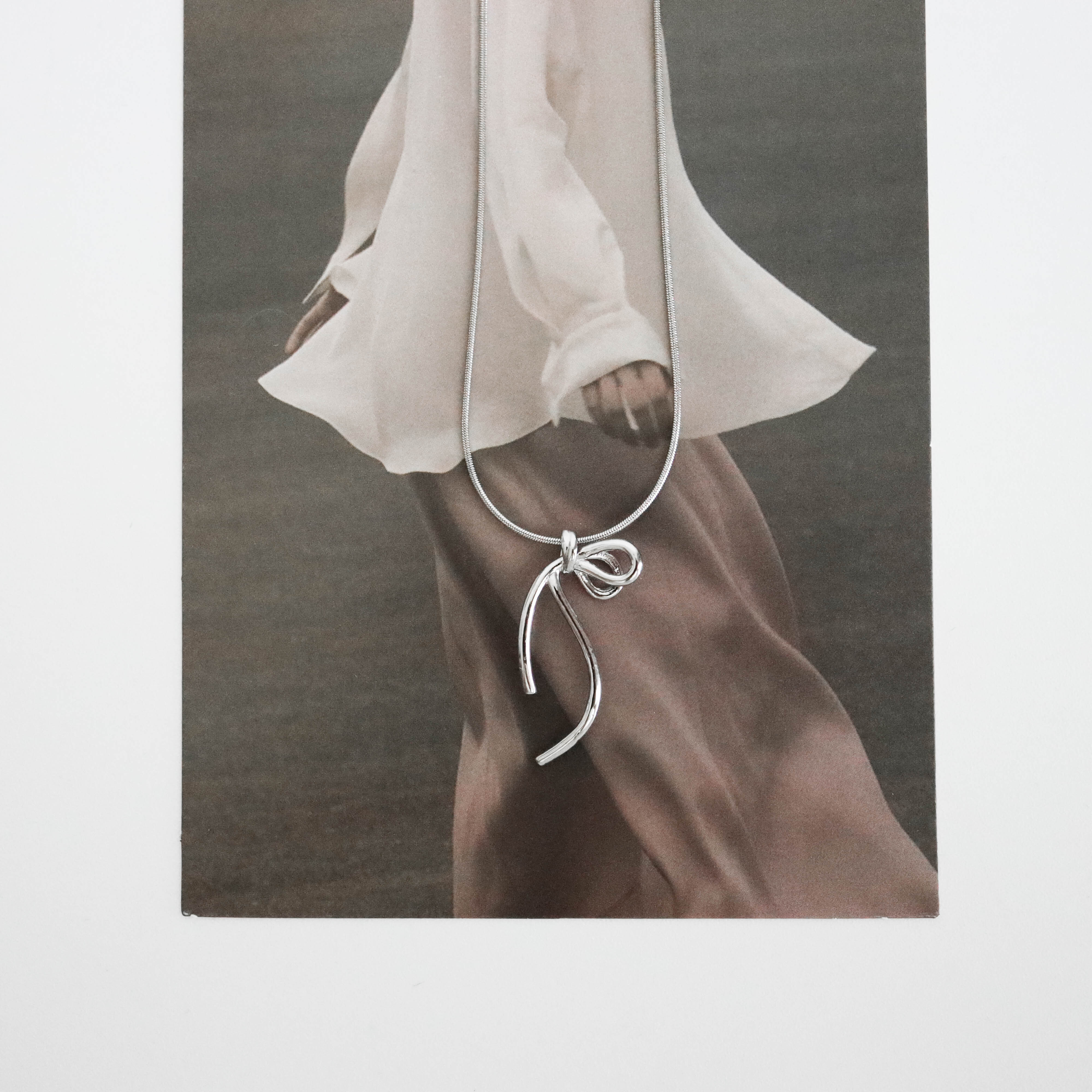 不怕水長尾蝴蝶結項鍊