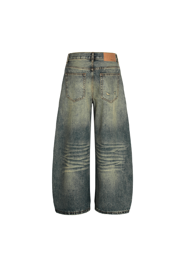 - SIMPLEACTION - 美式復古做舊vibe彎刀牛仔褲