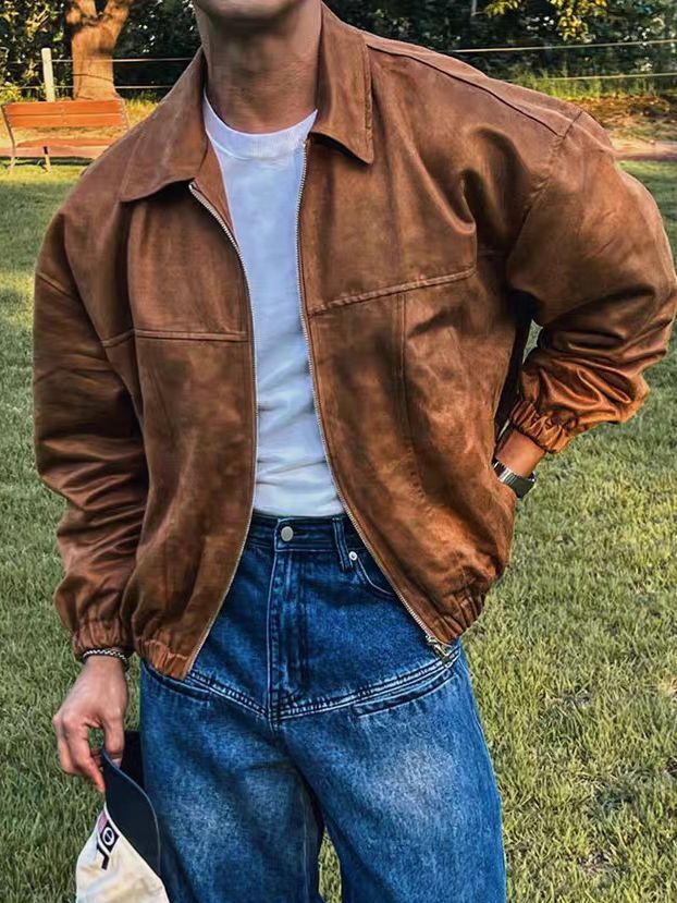 反領拉鍊猄面褸 JK2691