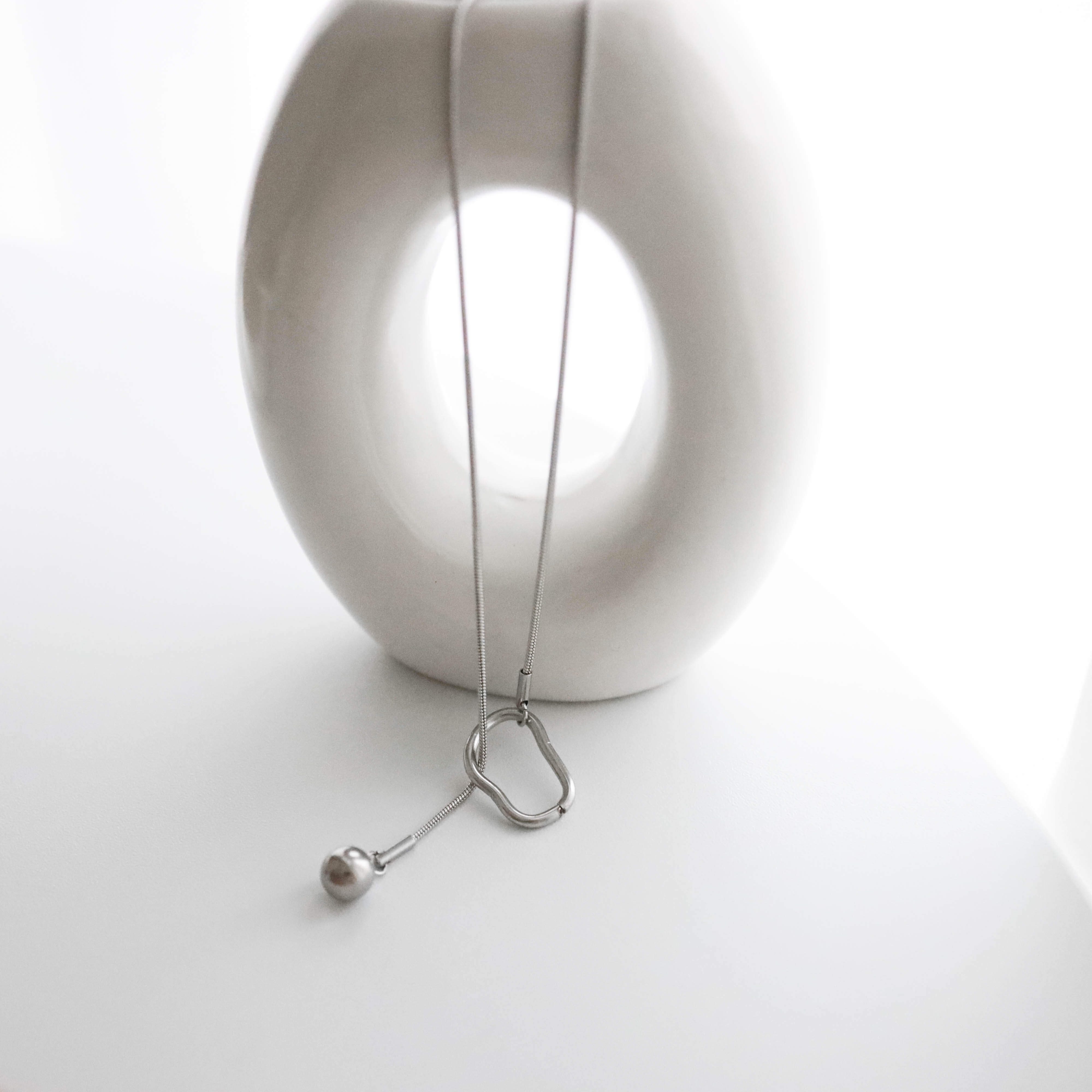 不怕水不規則金屬球長項鍊