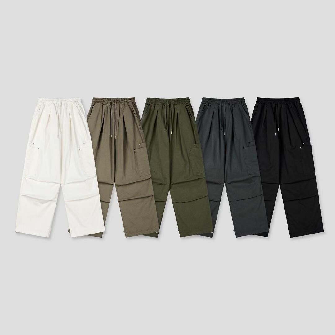 淨色可束腳工裝鬆身褲 P3205