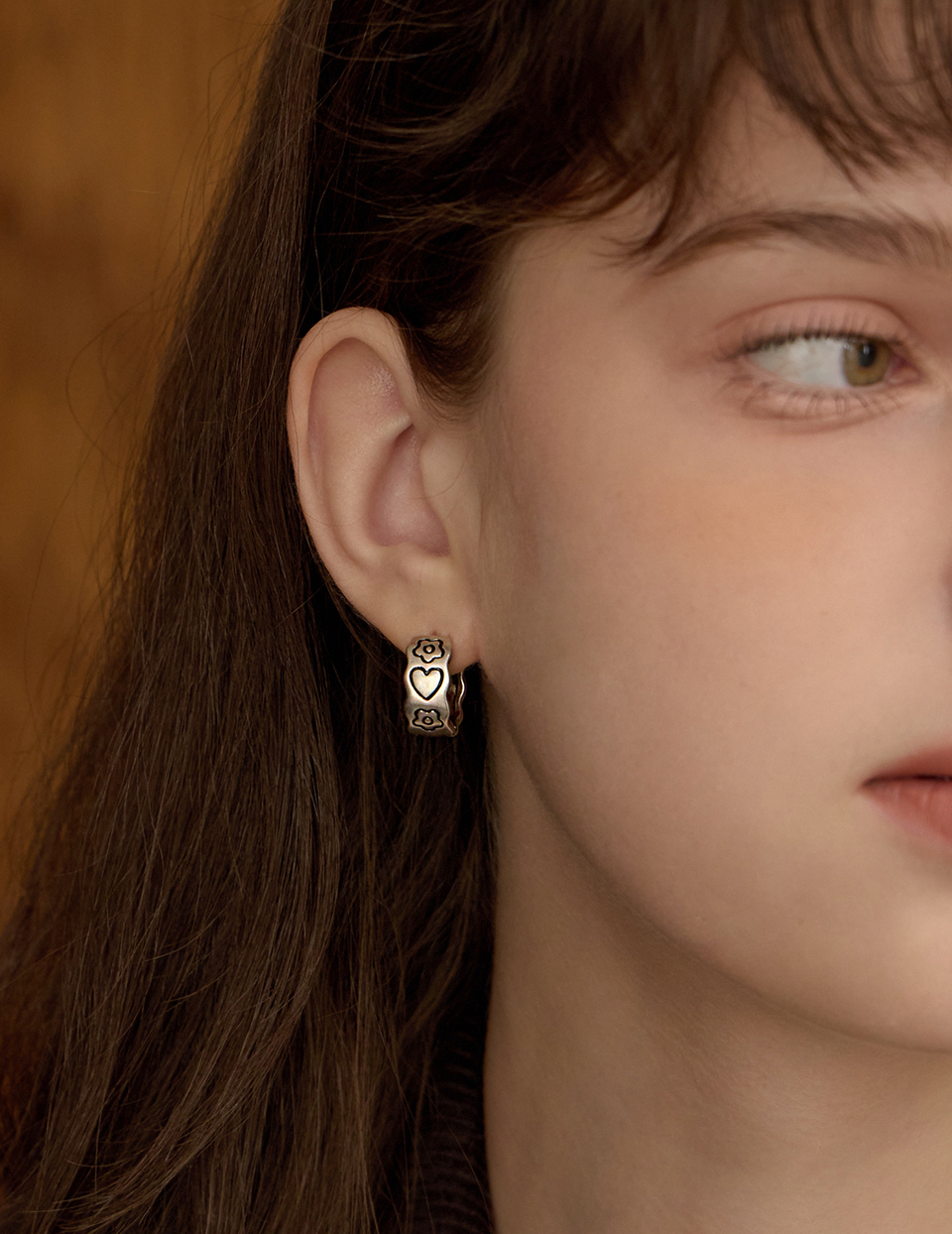 塗鴉符號。針式耳環(銀)