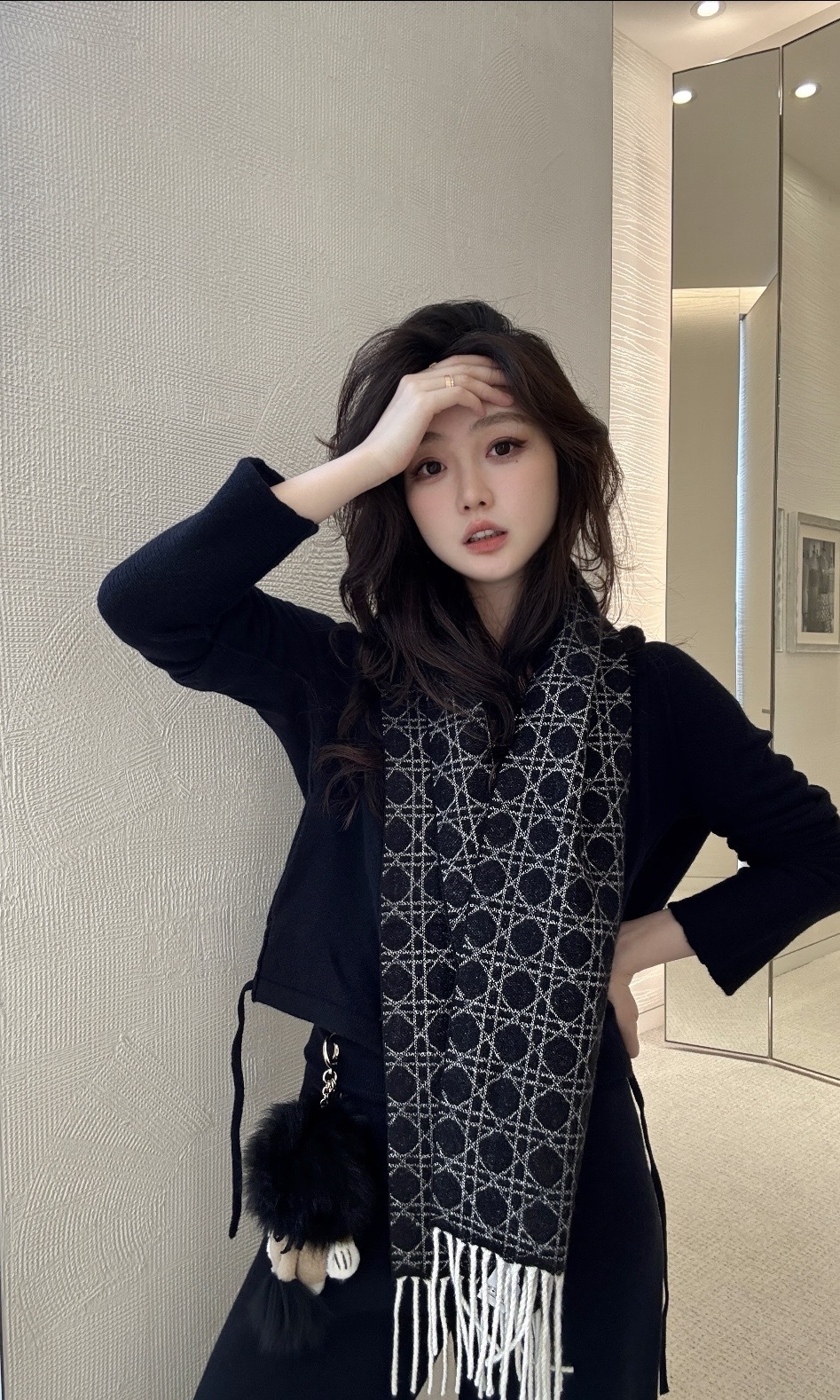 DIOR 個性設計 絨線圍巾