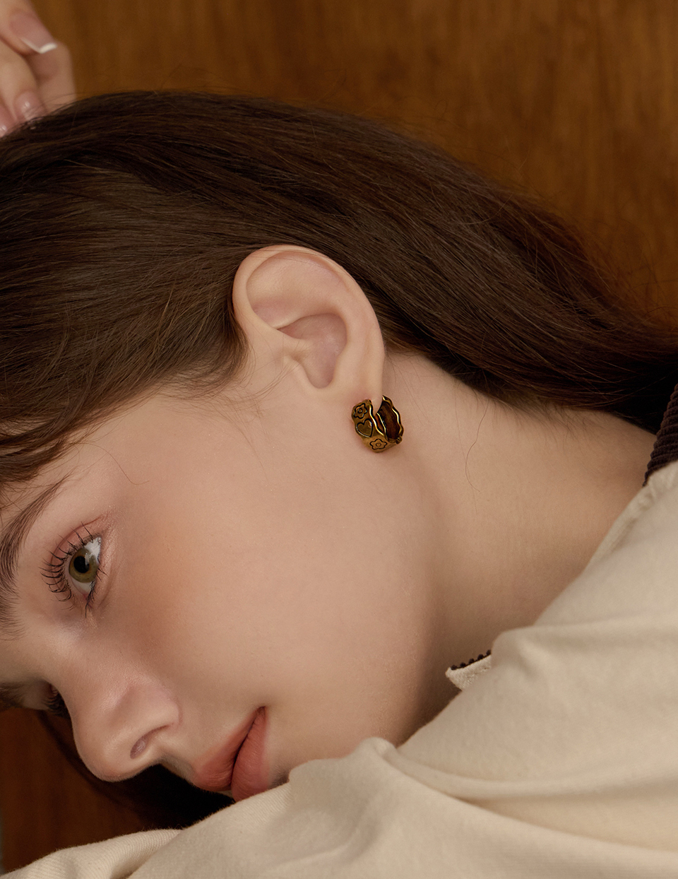 塗鴉符號。針式耳環(金)