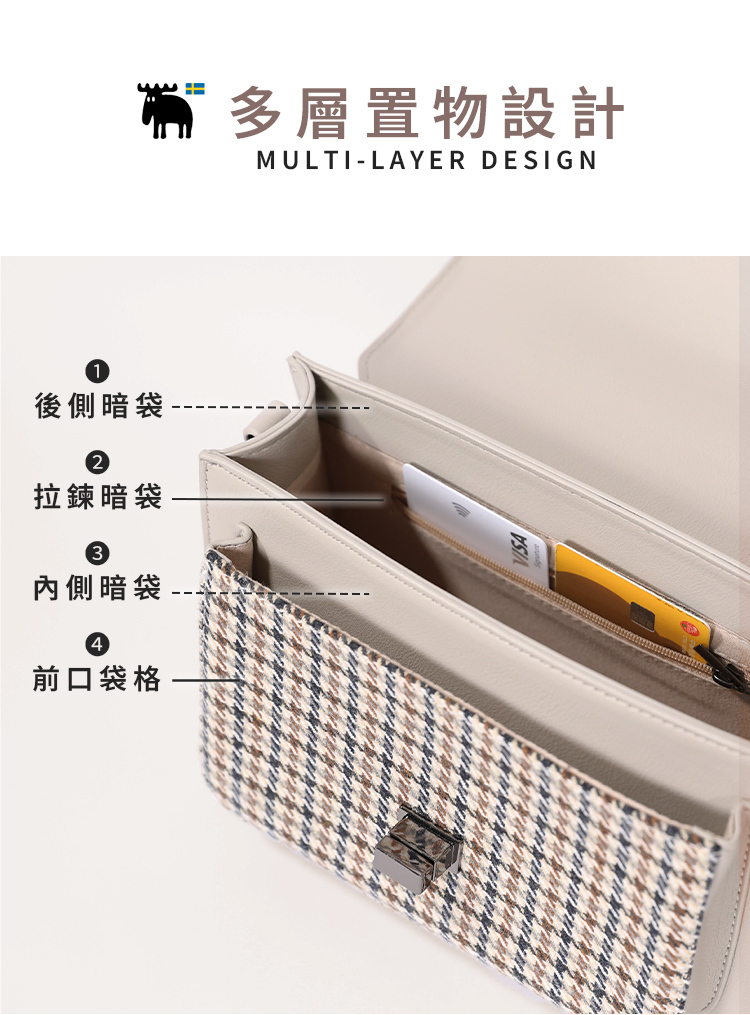 moz瑞典駝鹿防潑水翹課信封劍橋包(燕麥灰)M