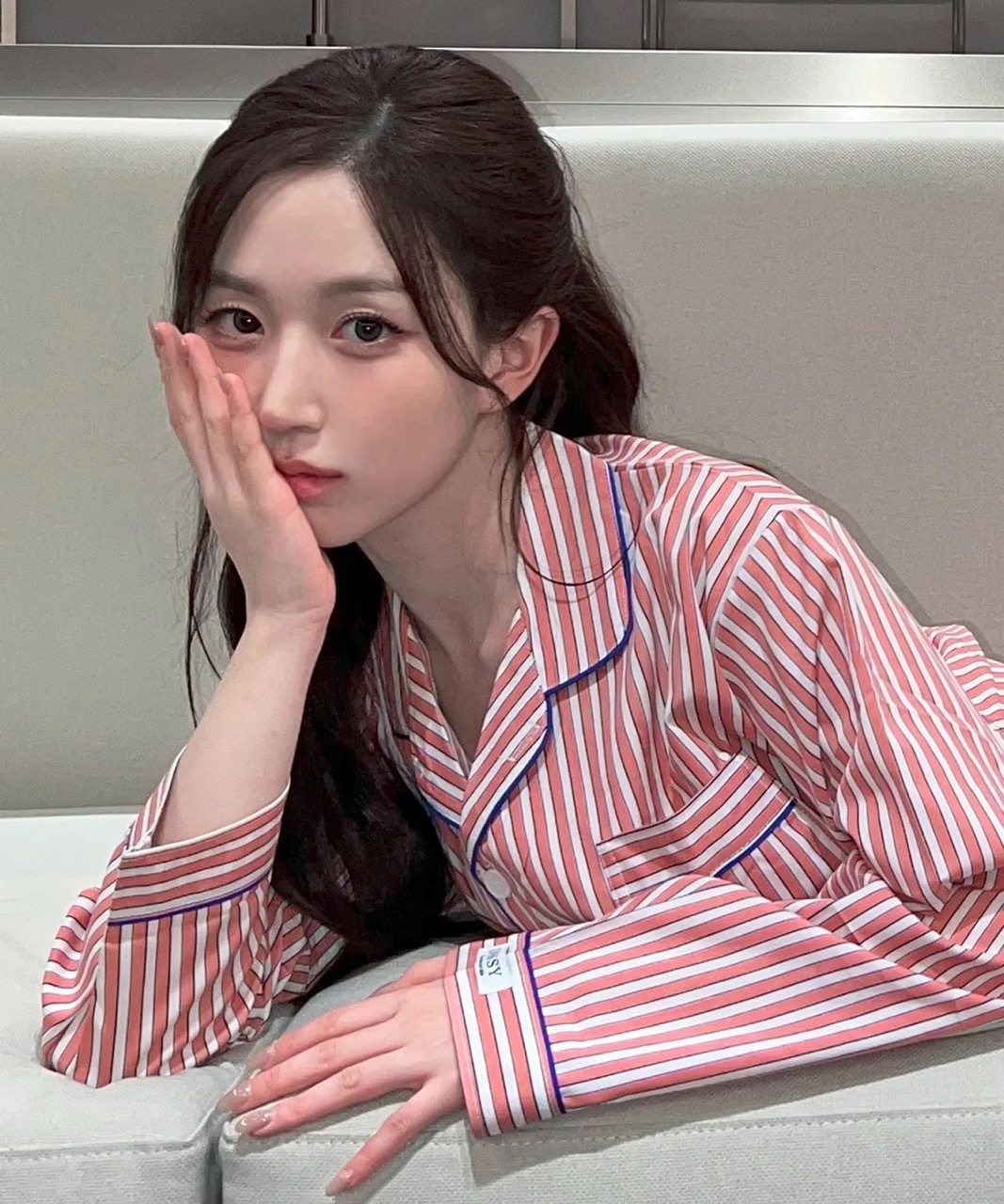 🇰🇷 Dossy Peony Long Sleeve Pajamas Set 粉藍 粉色 條紋 睡衣 套裝 組合 長袖 長褲 NMIXX Haewon 吳海嫄同款 / 預購