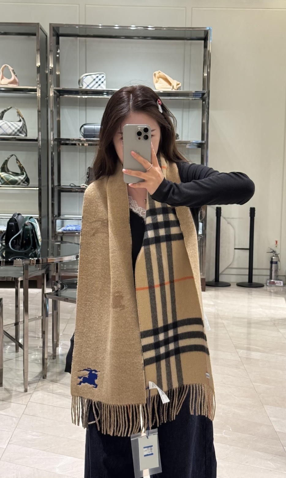 Burberry 馬術騎士圖案 羊絨圍巾