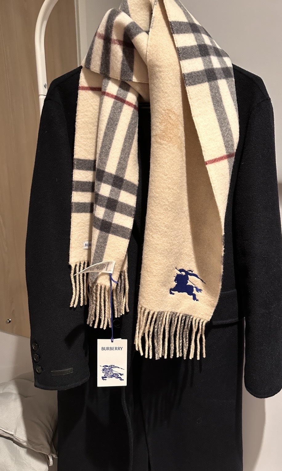 Burberry 馬術騎士圖案 羊絨圍巾