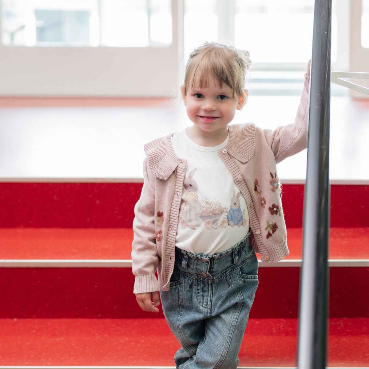 〖 Hust & Claire 〗玫粉刺繡花朵針織外套