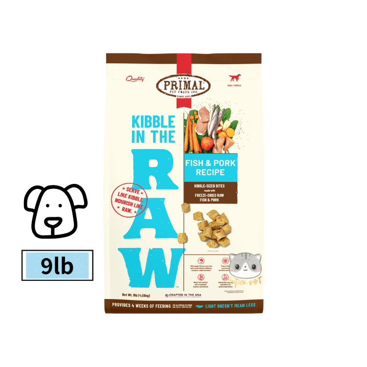 Primal Kibble In The Raw 成犬 魚肉豬肉配方 凍乾生肉狗糧 9lbs