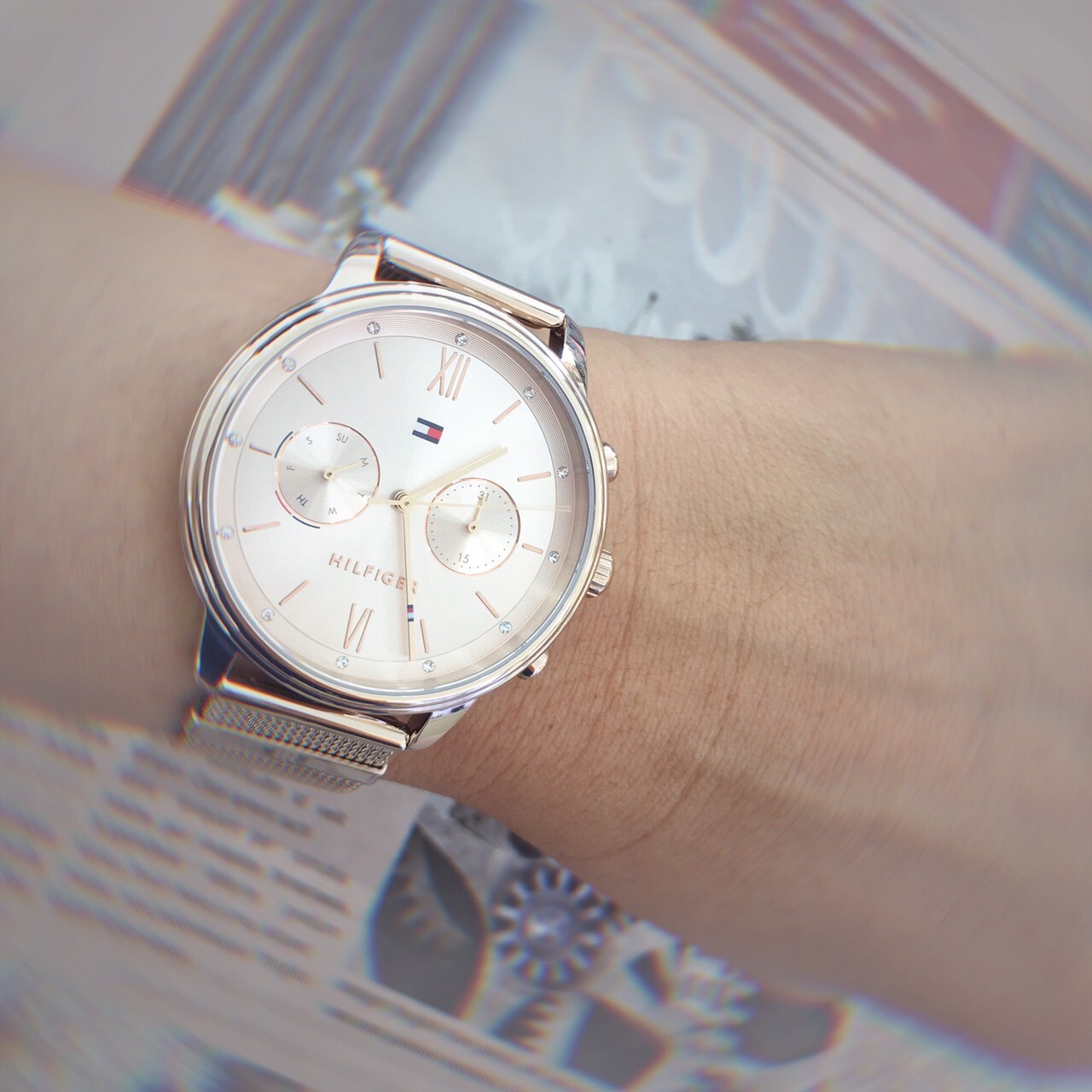 【Tommy Hilfiger】玫瑰金米蘭錶帶兩眼女錶 1782303 38mm現代鐘錶