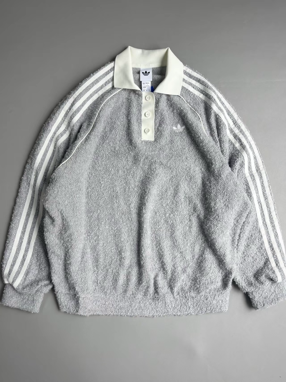 Adidas Originals 毛圈布 Polo衫 圓領 灰 KS7791
