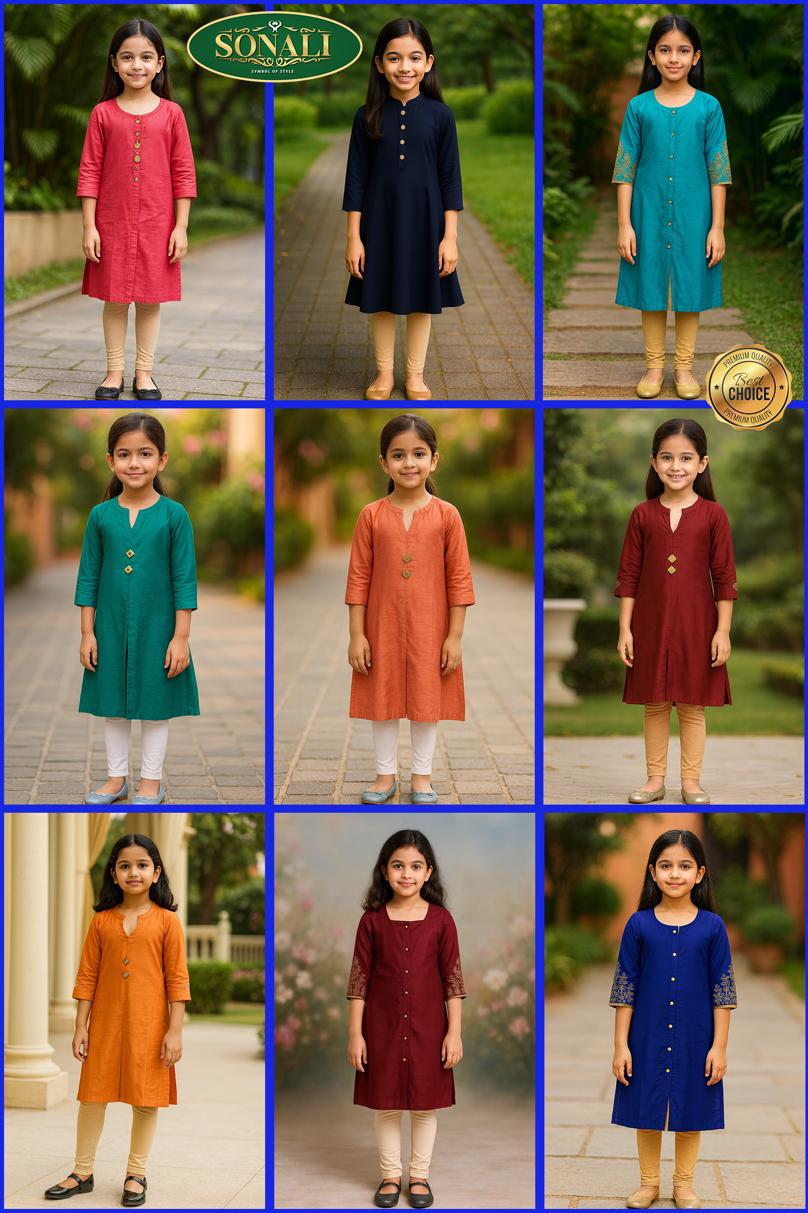 Sonali's Premier Quality Girl's Kurti / Kids Top (Style & Color refer Images) (Buy 2 @ RM 100)