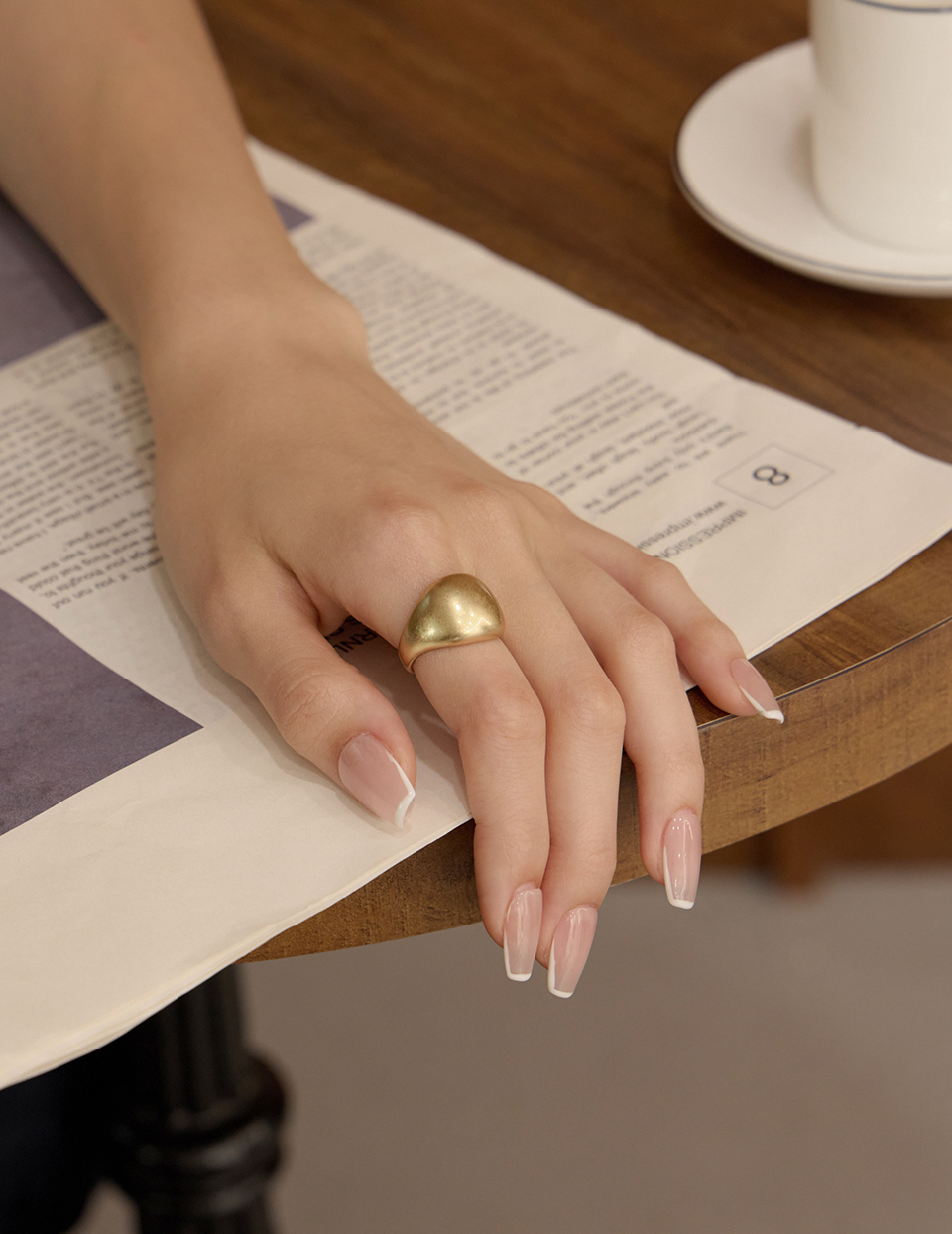 簡約寬面可調式戒指(金)