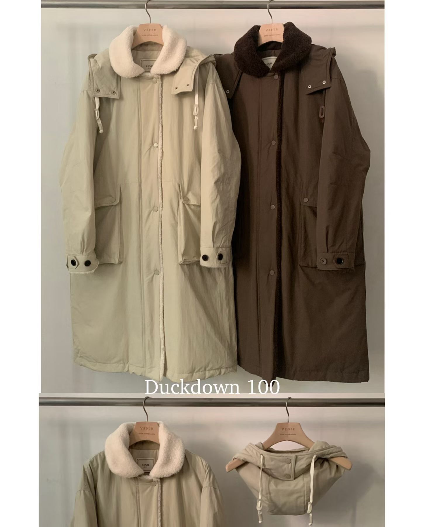 VR5229 鴨絨長款防潑水防風外套