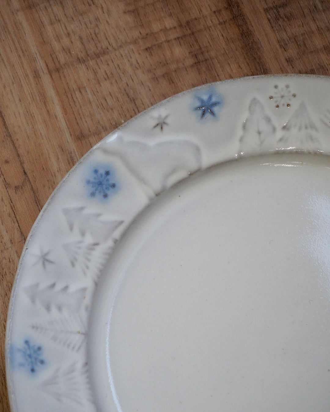 益子燒 北極熊22cm餐碟 藍色｜職人 若林健吾