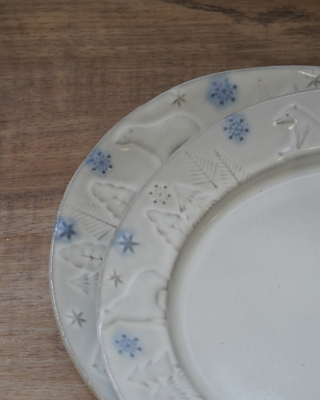 益子燒 北極熊22cm餐碟 藍色｜職人 若林健吾