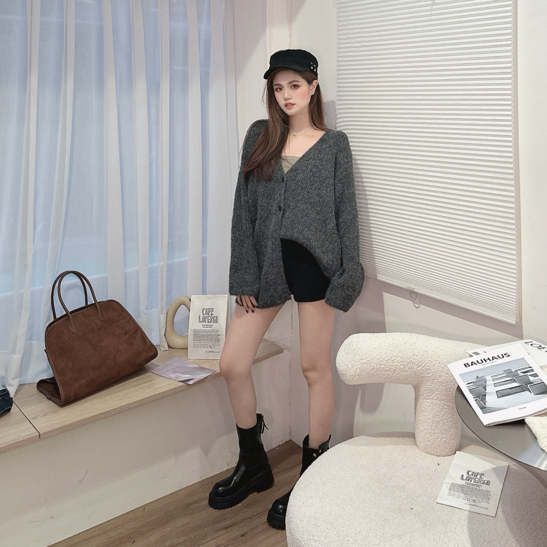 慵懶排扣羊毛針織外套/三色