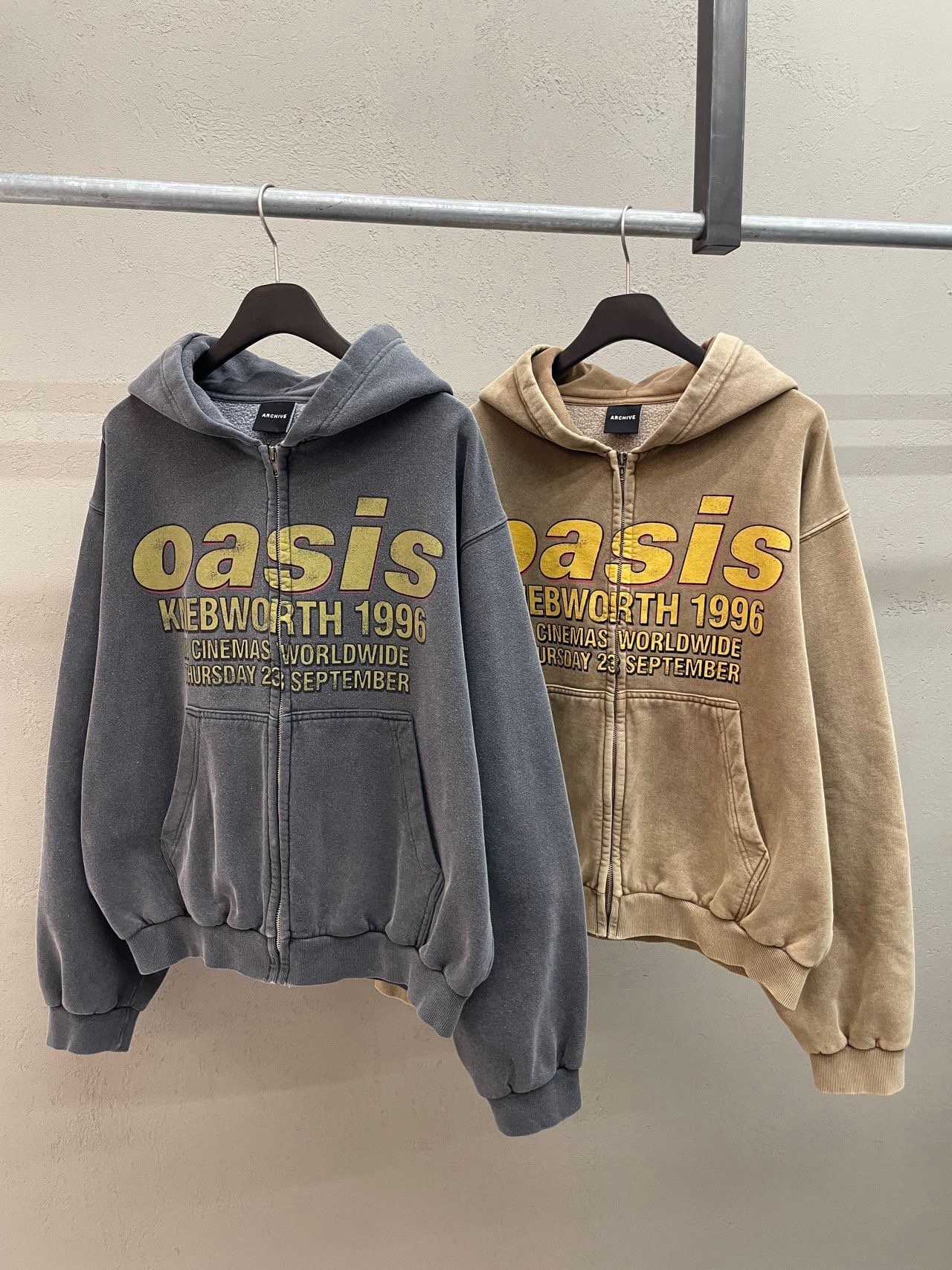 洗水英文字連帽拉鍊外套 ARCHIVE-407T