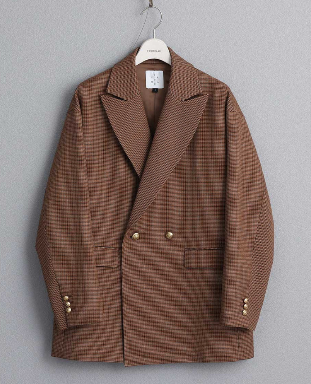 細格V領剪裁設計西裝外套