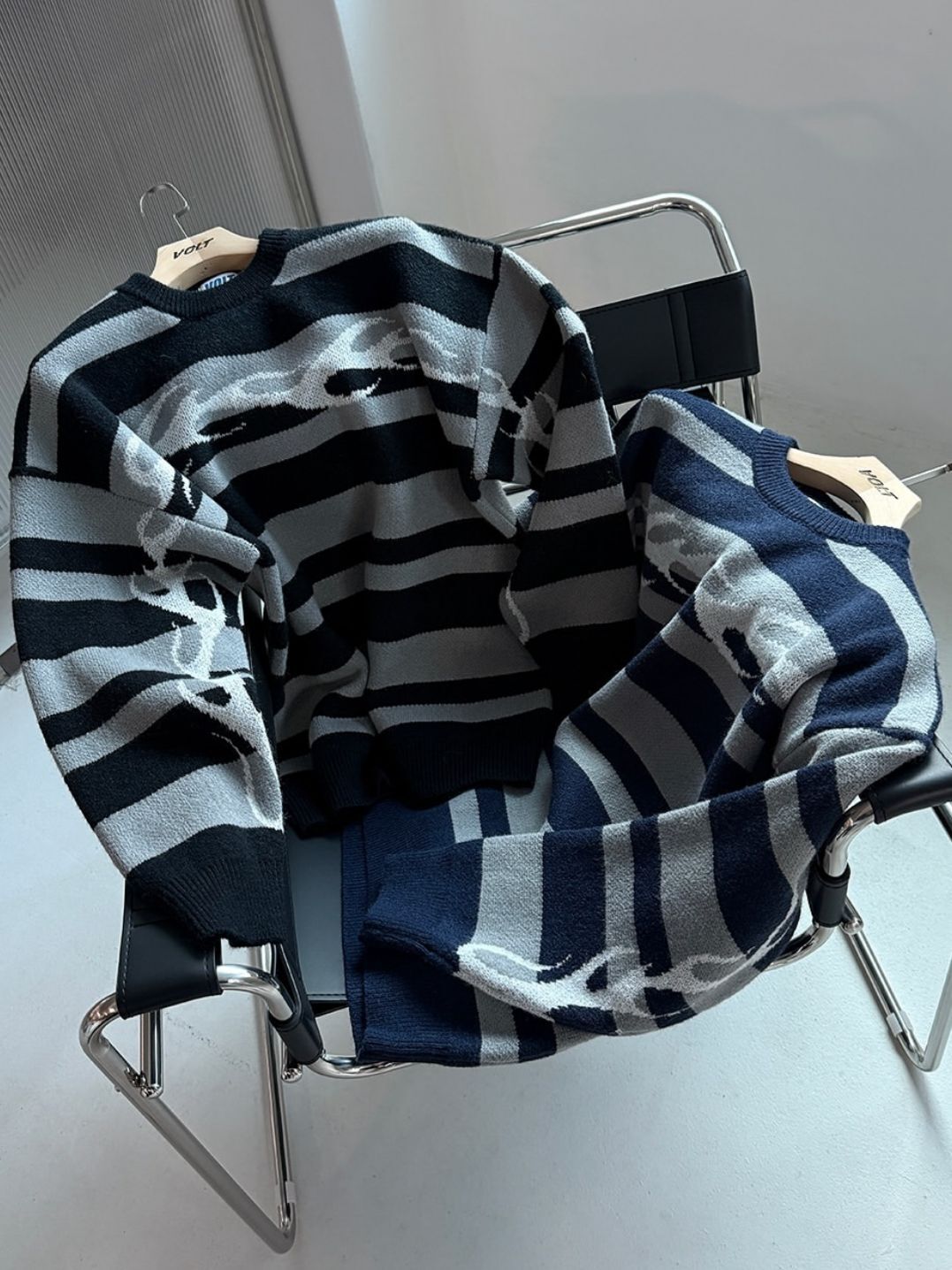 橫間圖案針織衫 VOLT-114T