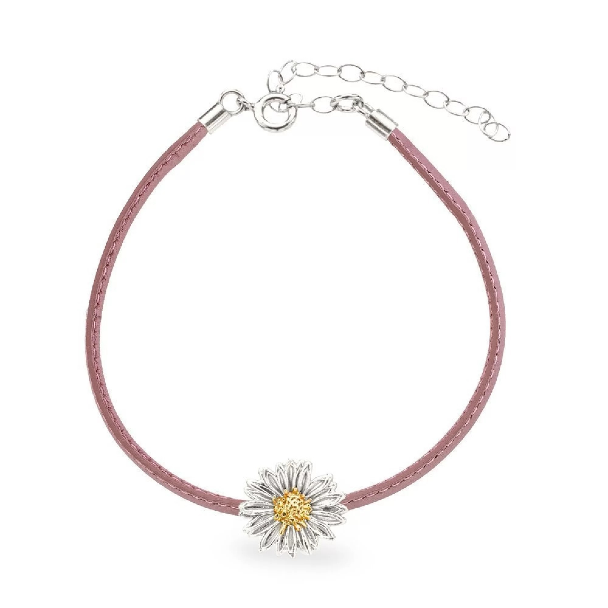 1TA0524-211 THALLO Daisy Field Daisy Bracelet Mini Leather, 24K Gold and Sterling Silver #s226b (A-SK-E)