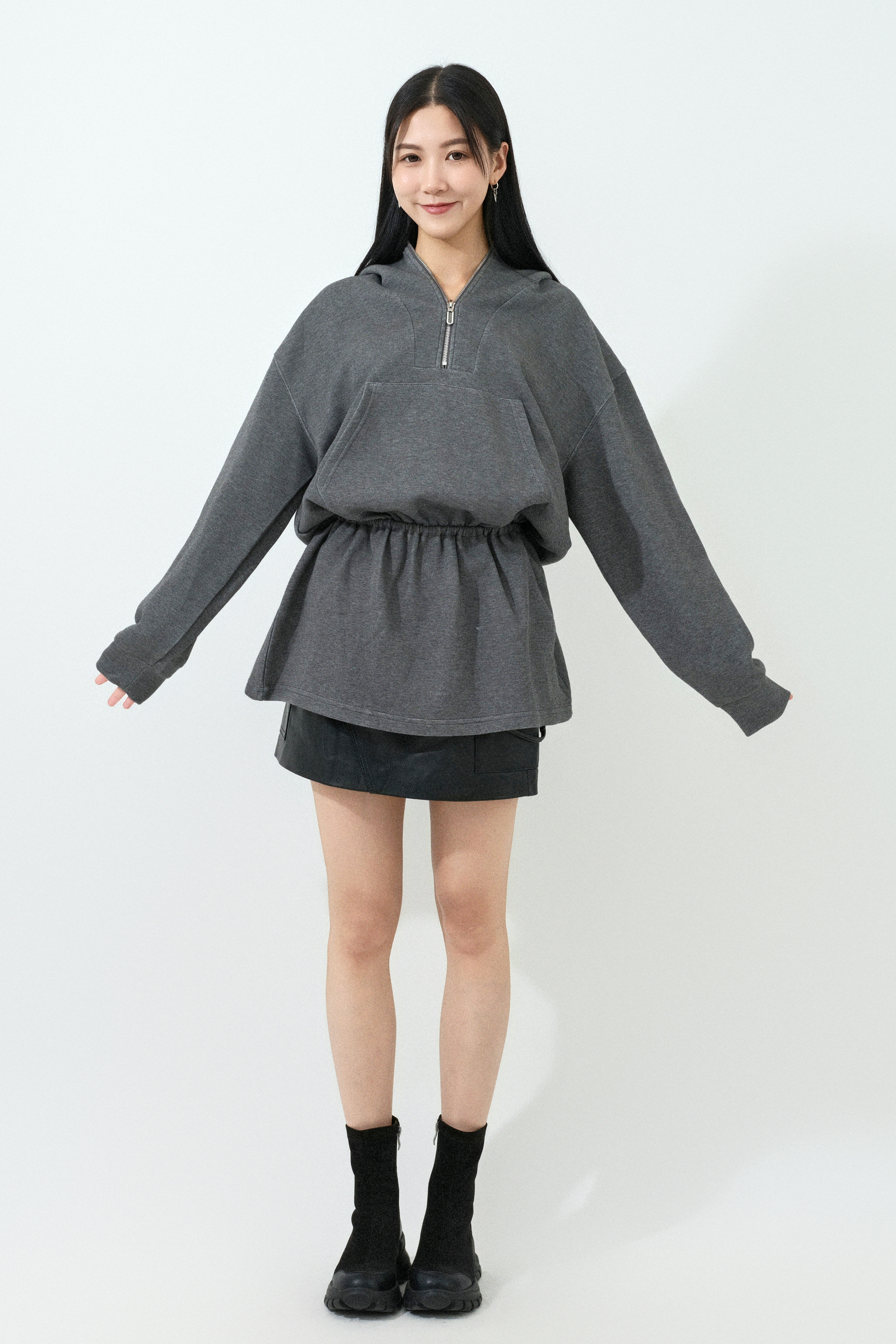 橡筋腰太空棉連帽長衛衣（預購產品）